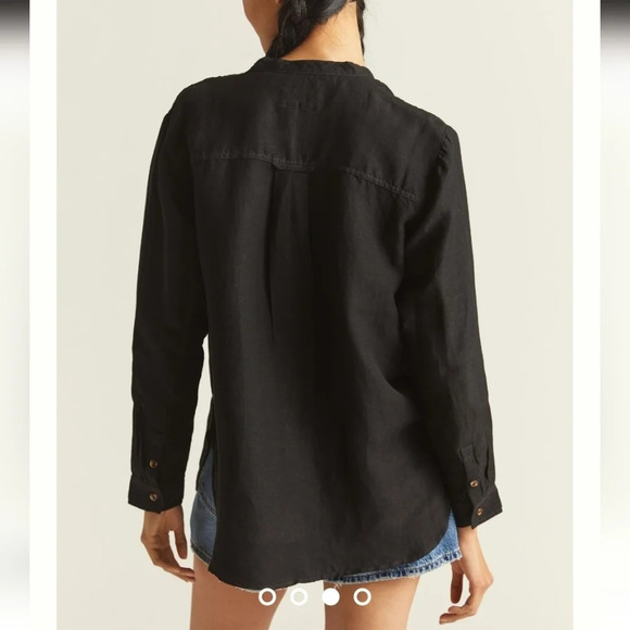 Anthropologie Pilcro Ruffled Placket Linen Blend Button Up Shirt Small - Picture 2 of 16